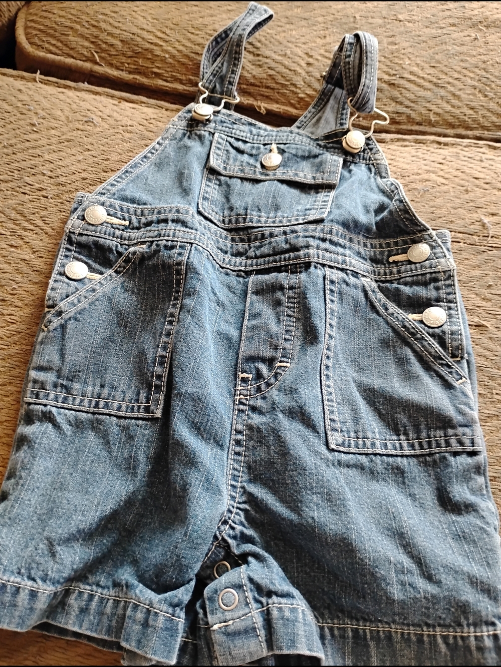 Tommy Hilfiger Blue Denim Short Overalls for Babies